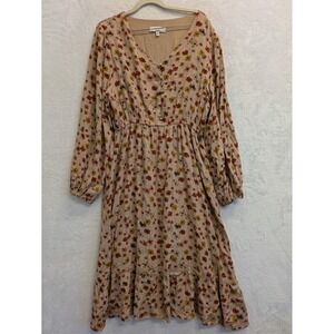 Hayden Los Angeles Floral Print Midi Dress Long Sleeve Size L